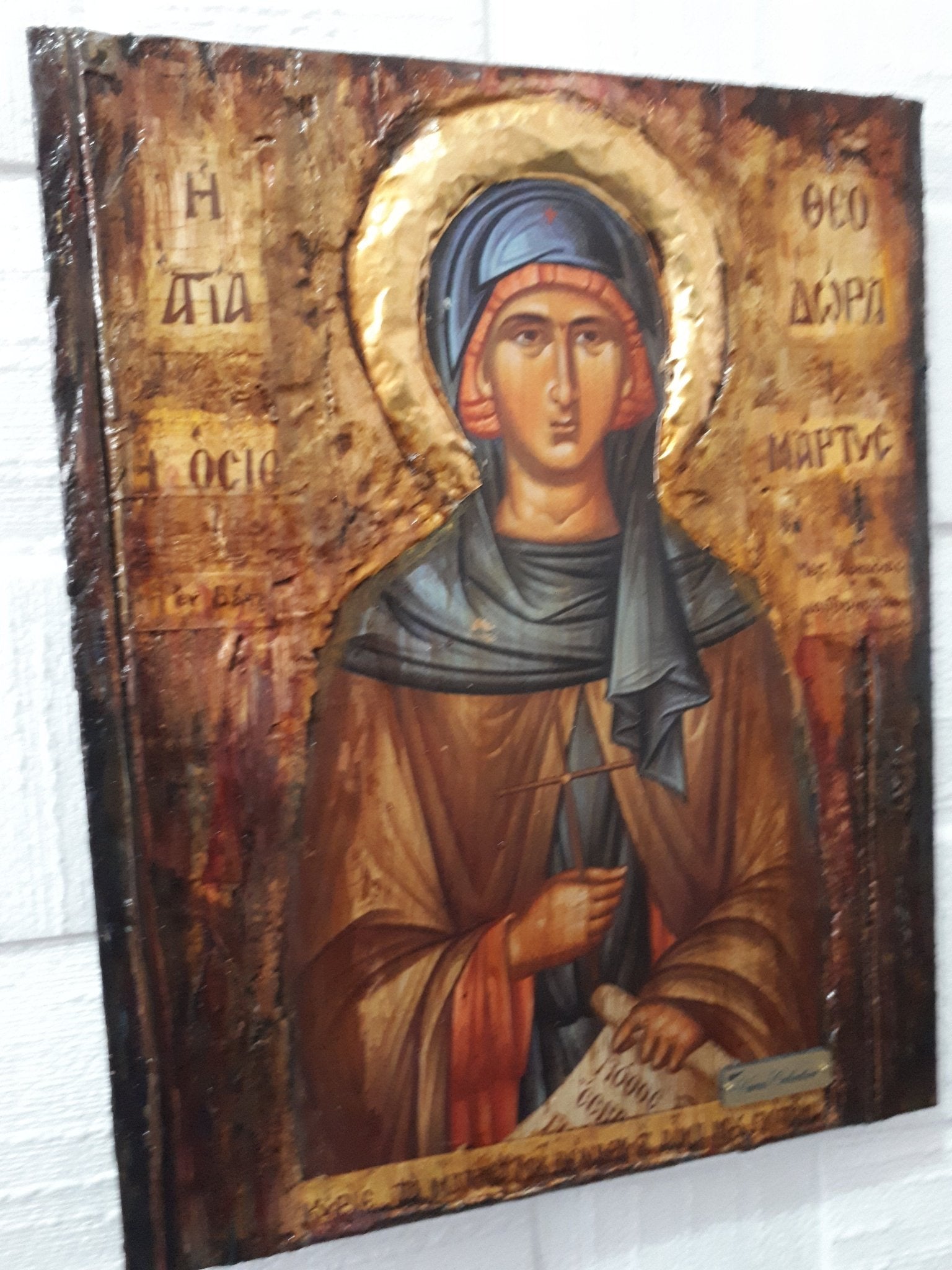 Saint St. Theodora of Vasta Megalopoli - Handmade Greek -Orthodox Byzantine Icon - Vanas Collection