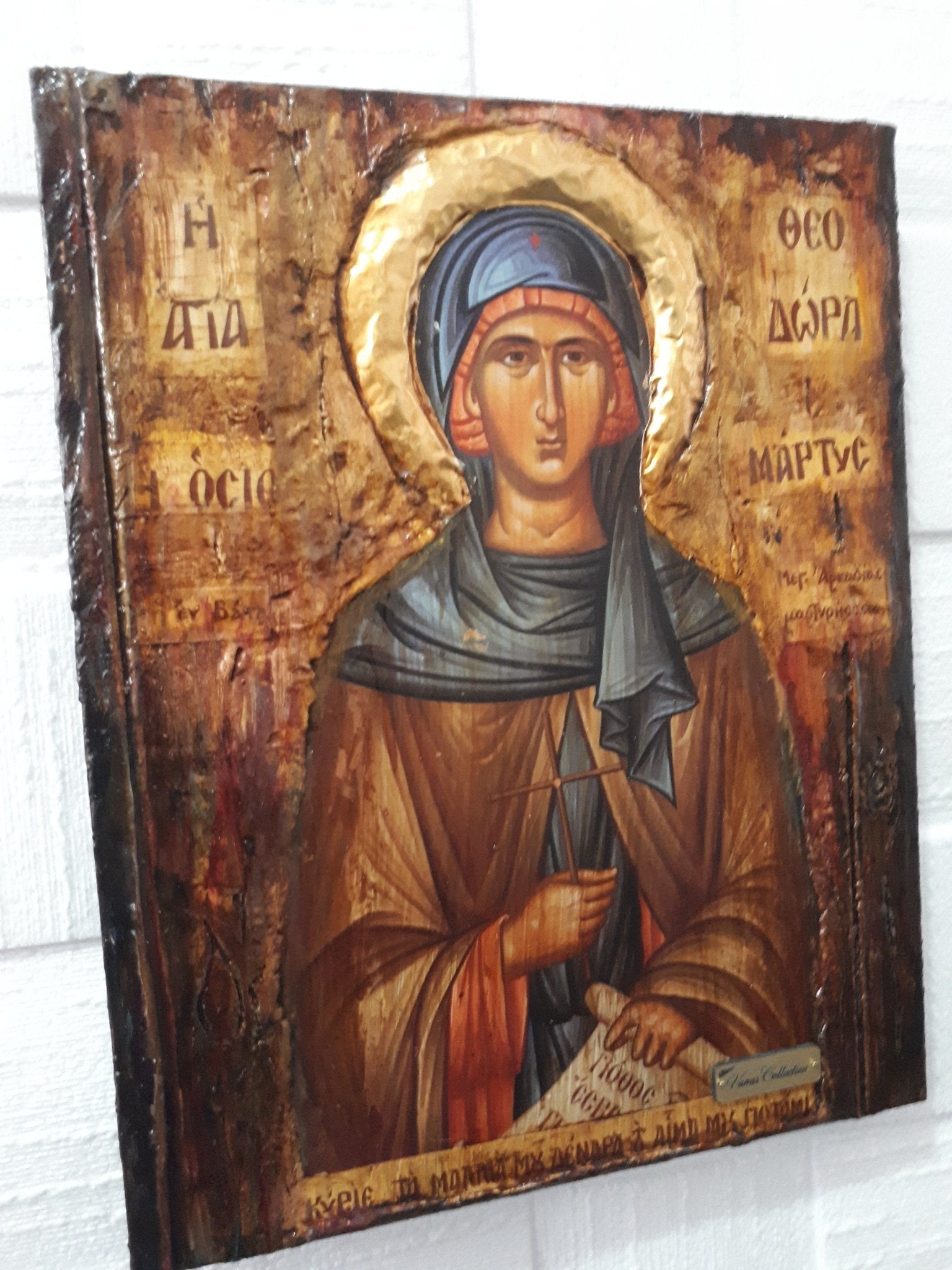 Saint St. Theodora of Vasta Megalopoli - Handmade Greek -Orthodox Byzantine Icon - Vanas Collection