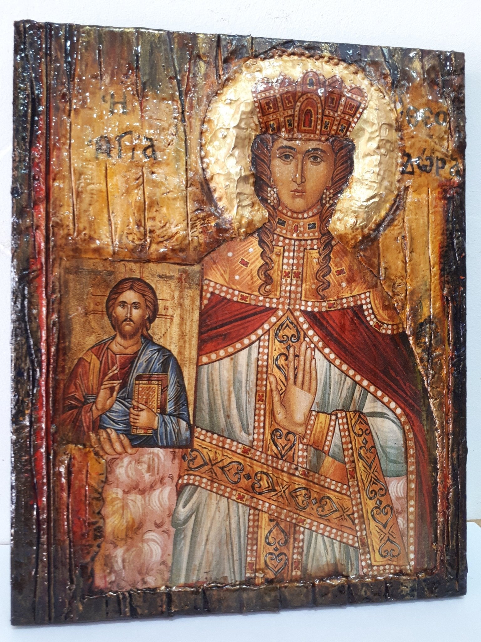 Saint St. Theodora the Empress Augusta Icon- Orthodox Greek Half Body Icons - Vanas Collection