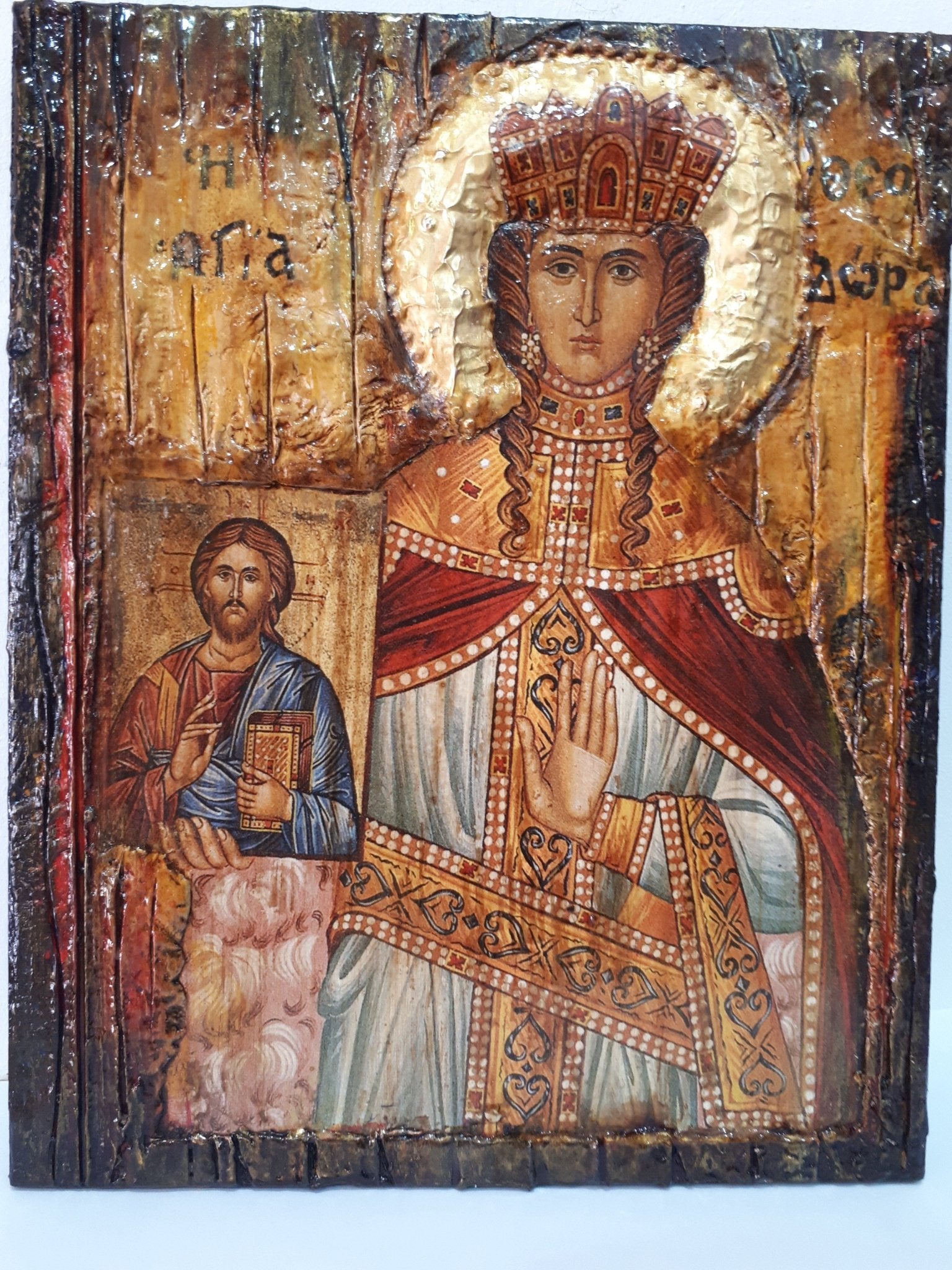 Saint St. Theodora the Empress Augusta Icon- Orthodox Greek Half Body Icons - Vanas Collection