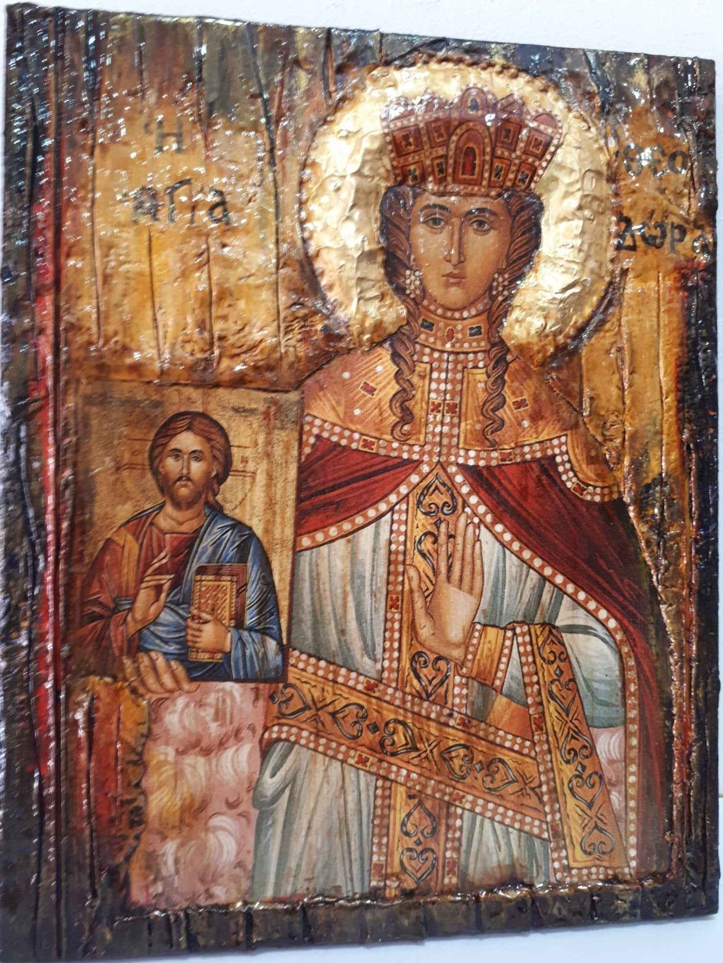 Saint St. Theodora the Empress Augusta Icon- Orthodox Greek Half Body Icons - Vanas Collection