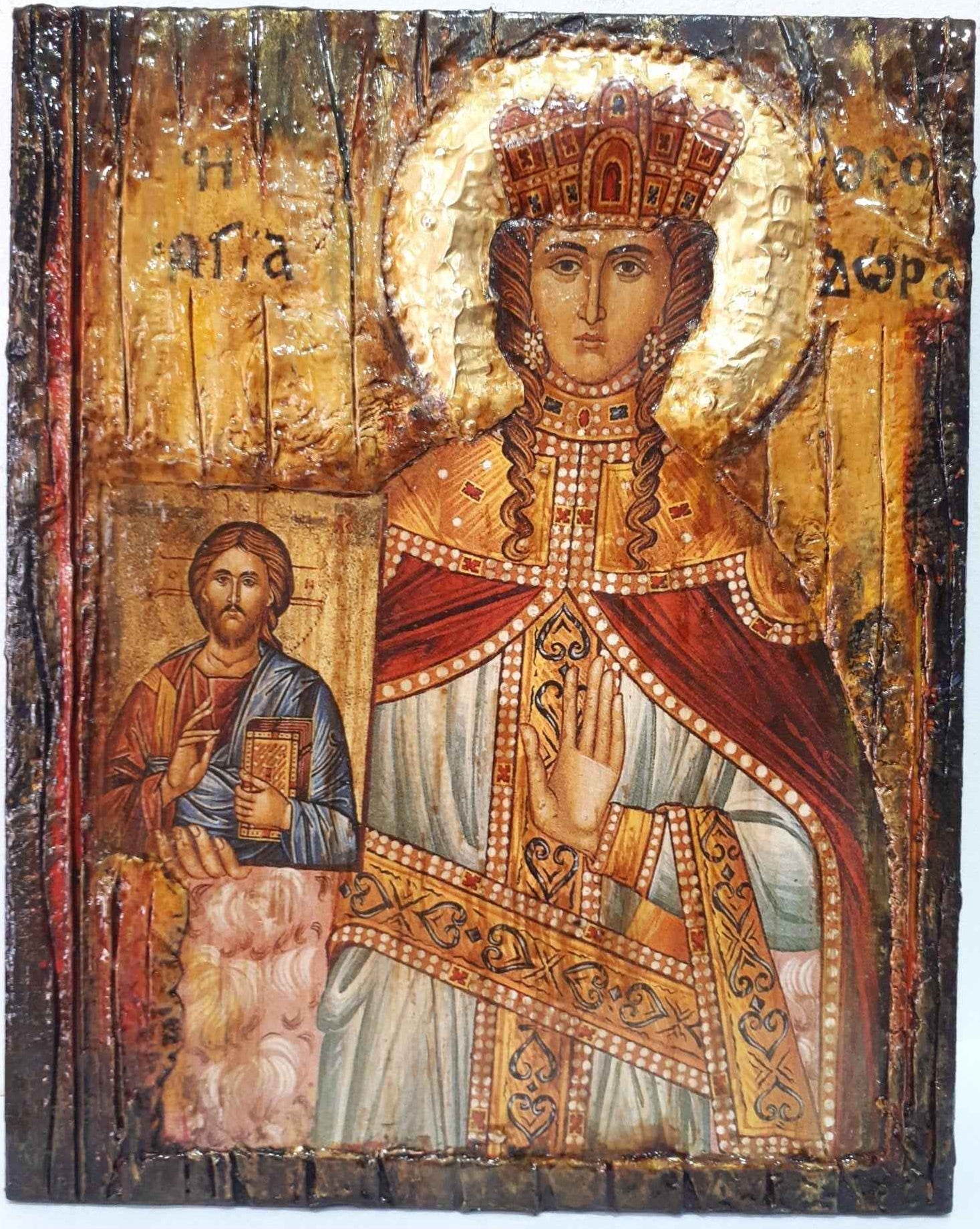 Saint St. Theodora the Empress Augusta Icon- Orthodox Greek Half Body Icons - Vanas Collection