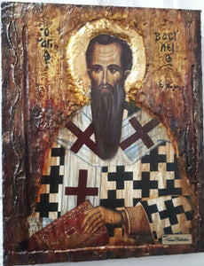 Saint St Vasilios Vasileios Basil Icon -Greek Orthodox Byzantine Russian Icons - Vanas Collection