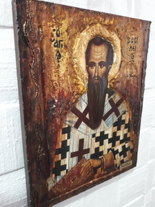 Saint St Vasilios Vasileios Basil Icon -Greek Orthodox Byzantine Russian Icons - Vanas Collection