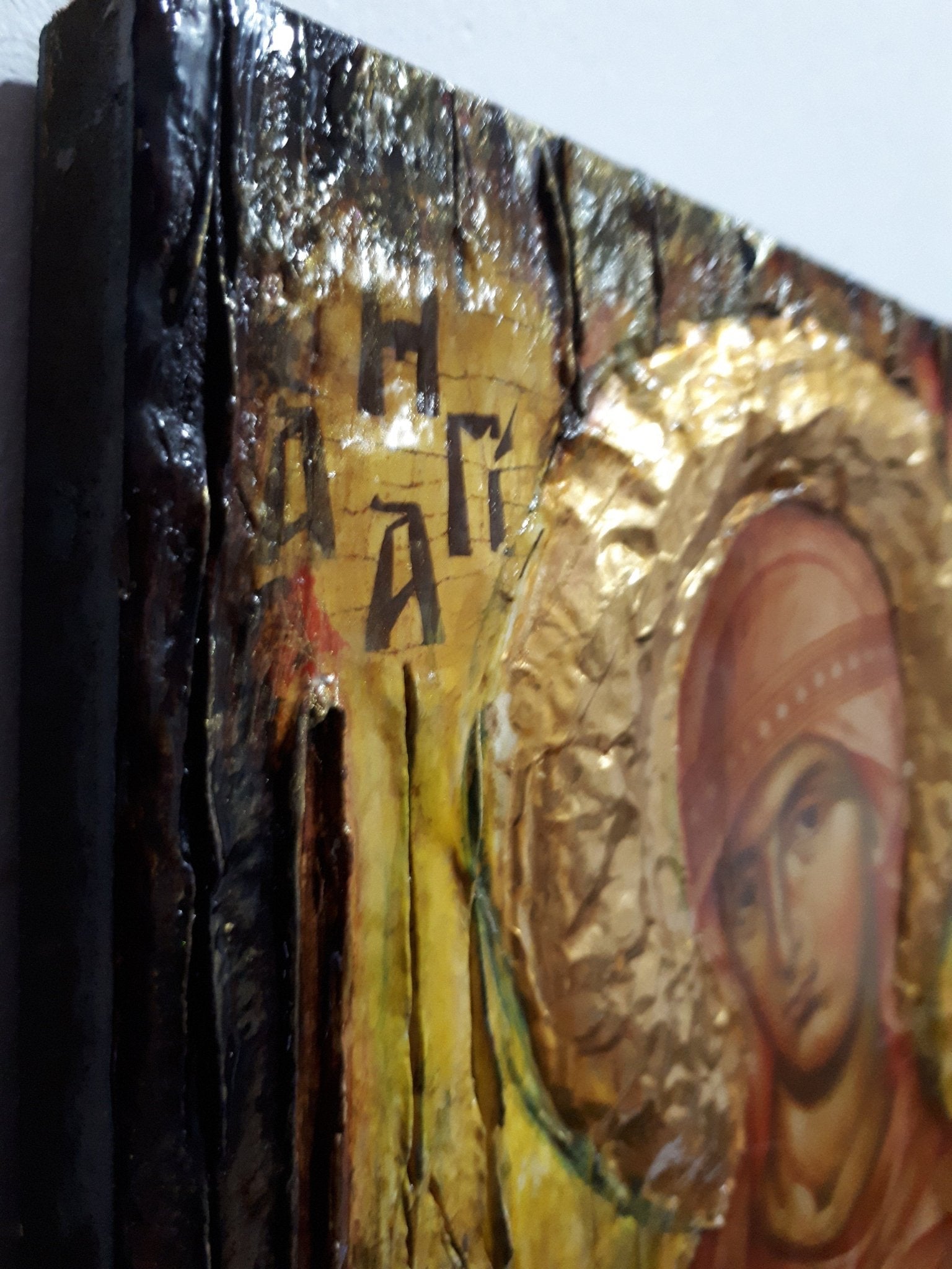 Saint St. Xenia Antique Style Icon on Wood-Greek Orthodox Russian Icons - Vanas Collection