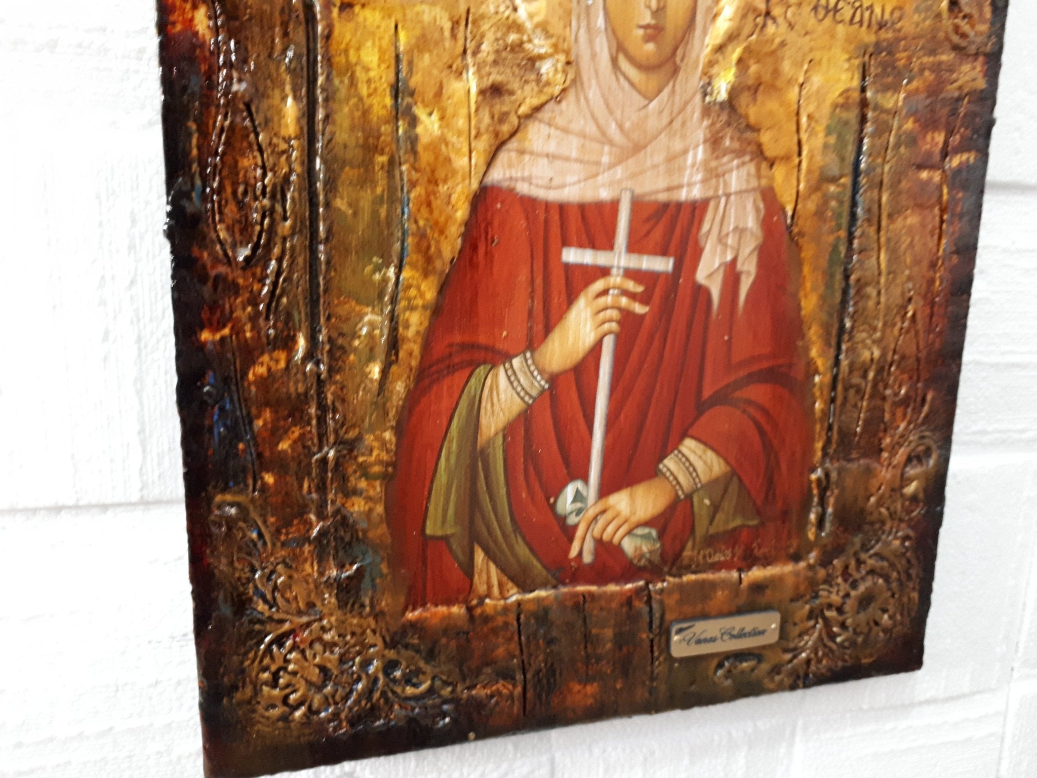 Saint Theano the Martyr Icon -Orthodox Greek Byzantine Wood Antique Style Icon - Vanas Collection