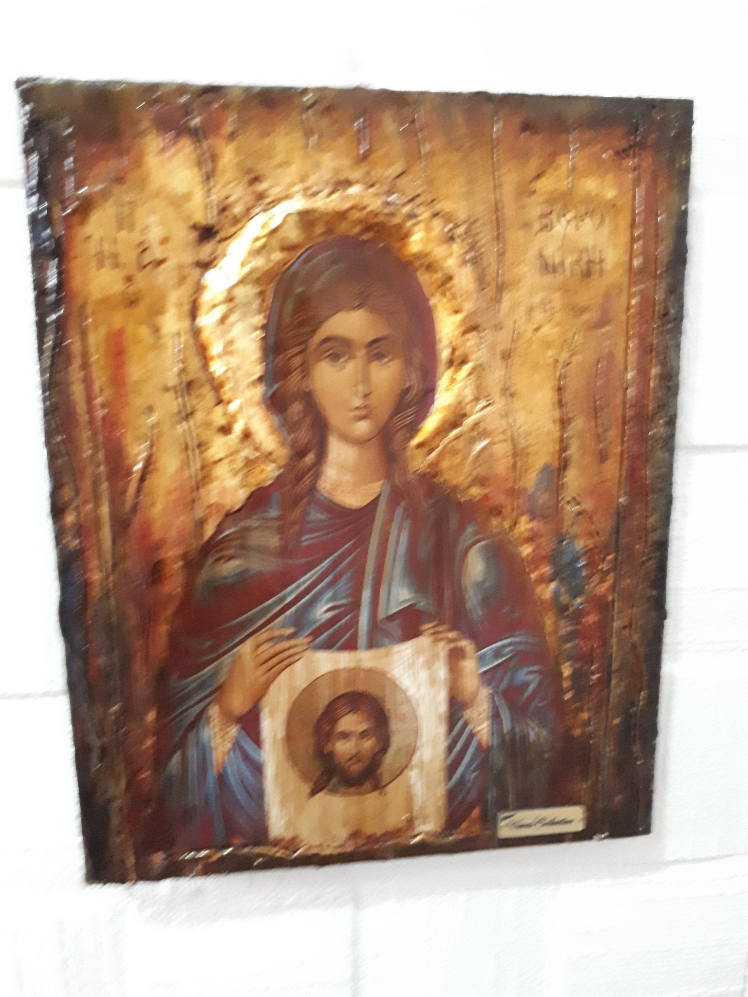 Saint Veronica Issue of blood- Rare Byzantine Greek Orthodox Antique Style Icons - Vanas Collection