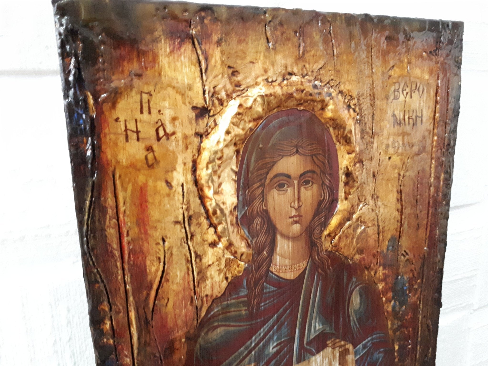 Saint Veronica Issue of blood- Rare Byzantine Greek Orthodox Antique Style Icons - Vanas Collection