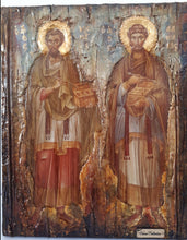 Load image into Gallery viewer, Saints Kosmas and Damianos Icon- Antique Style Greek Russian Byzantine Orthodox Icons - Vanas Collection