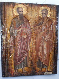 Saints Peter and Paul the Apostles Icon-Greek Russian Byzantine Orthodox Icons - Vanas Collection