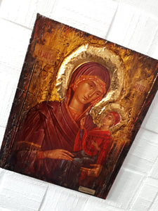 St. Anna with Virgin Mary-Handmade Greek Orthodox Byzantine Icon Antique Style - Vanas Collection