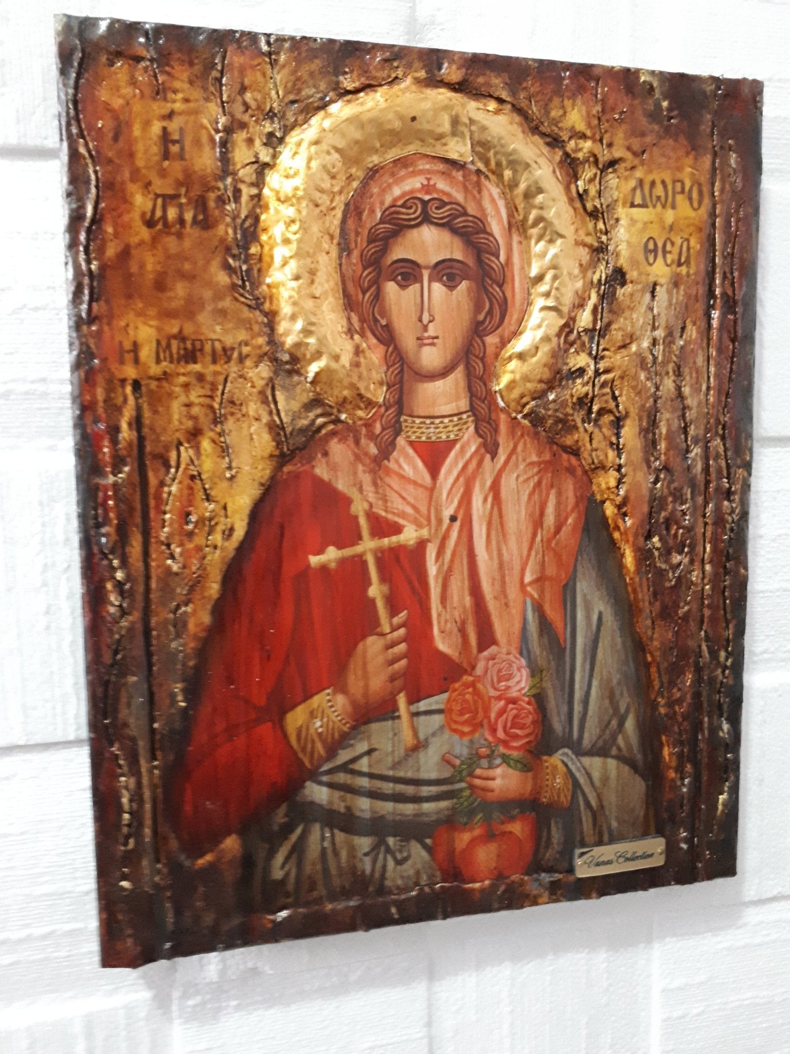 St. Dorothea Dorothy the Martyr of Caesarea Icon-Wooden Greek Byzantine Icons - Vanas Collection