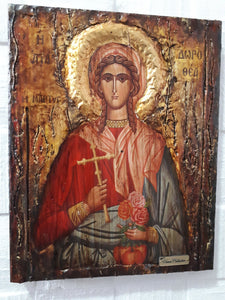 St. Dorothea Dorothy the Martyr of Caesarea Icon-Wooden Greek Byzantine Icons - Vanas Collection