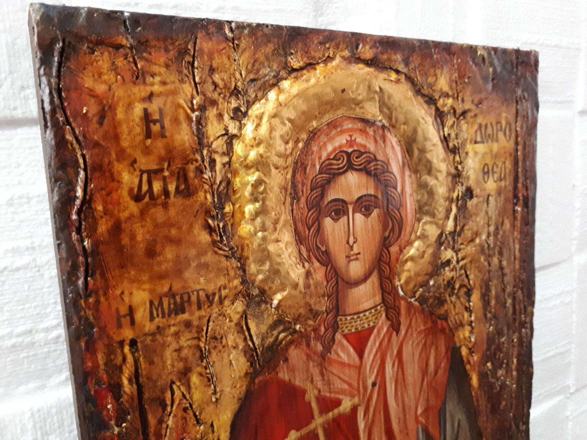 St. Dorothea Dorothy the Martyr of Caesarea Icon-Wooden Greek Byzantine Icons - Vanas Collection
