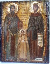 Load image into Gallery viewer, St. Raphael, St. Irene &amp; St. Nicholas-Greek Orthodox Byzantine Handmade Icons - Vanas Collection