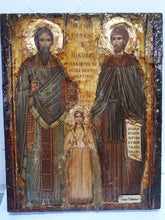 Laden Sie das Bild in den Galerie-Viewer, St. Raphael, St. Irene &amp; St. Nicholas-Greek Orthodox Byzantine Handmade Icons - Vanas Collection