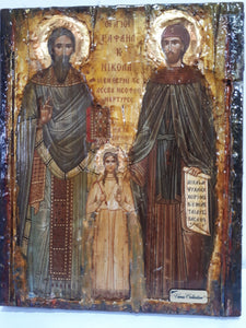 St. Raphael, St. Irene & St. Nicholas-Greek Orthodox Byzantine Handmade Icons - Vanas Collection