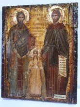 Load image into Gallery viewer, St. Raphael, St. Irene &amp; St. Nicholas-Greek Orthodox Byzantine Handmade Icons - Vanas Collection