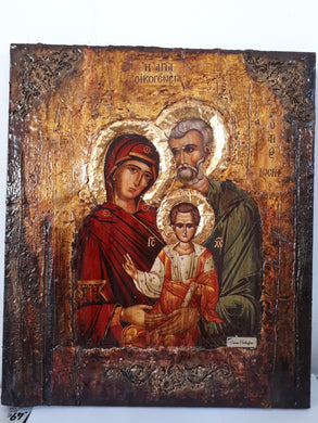 The Holy Family - Virgin and Child with Saint Joseph the Betrothed- Byzantine Icon - Vanas Collection
