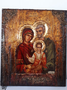 The Holy Family - Virgin and Child with Saint Joseph the Betrothed- Byzantine Icon - Vanas Collection