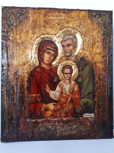 The Holy Family - Virgin and Child with Saint Joseph the Betrothed- Byzantine Icon - Vanas Collection
