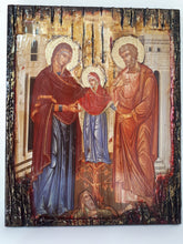 Laden Sie das Bild in den Galerie-Viewer, The Holy Forefathers Saints Anne And Joachim, With Virgin, Christianity Orthodox Byzantine Greek Icons - Vanas Collection