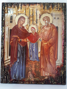 The Holy Forefathers Saints Anne And Joachim, With Virgin, Christianity Orthodox Byzantine Greek Icons - Vanas Collection