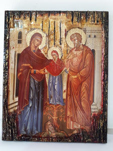 The Holy Forefathers Saints Anne And Joachim, With Virgin, Christianity Orthodox Byzantine Greek Icons - Vanas Collection