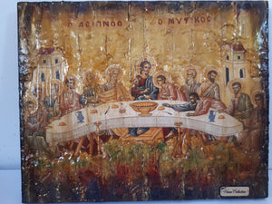 The Last Supper Icon, Jesus Christ icon- Greek Byzantine Antique Style Icons - Vanas Collection