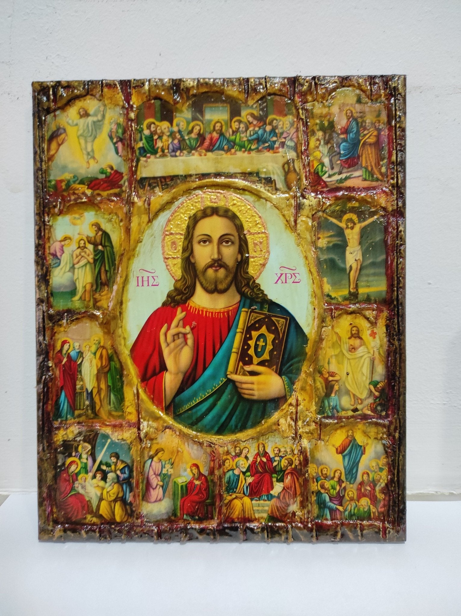 The Life of Jesus Christ Icon- Greek Russian Orthodox Russian Icons - Vanas Collection