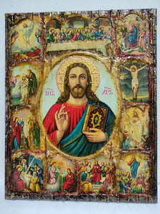 The Life of Jesus Christ Icon- Greek Russian Orthodox Russian Icons - Vanas Collection