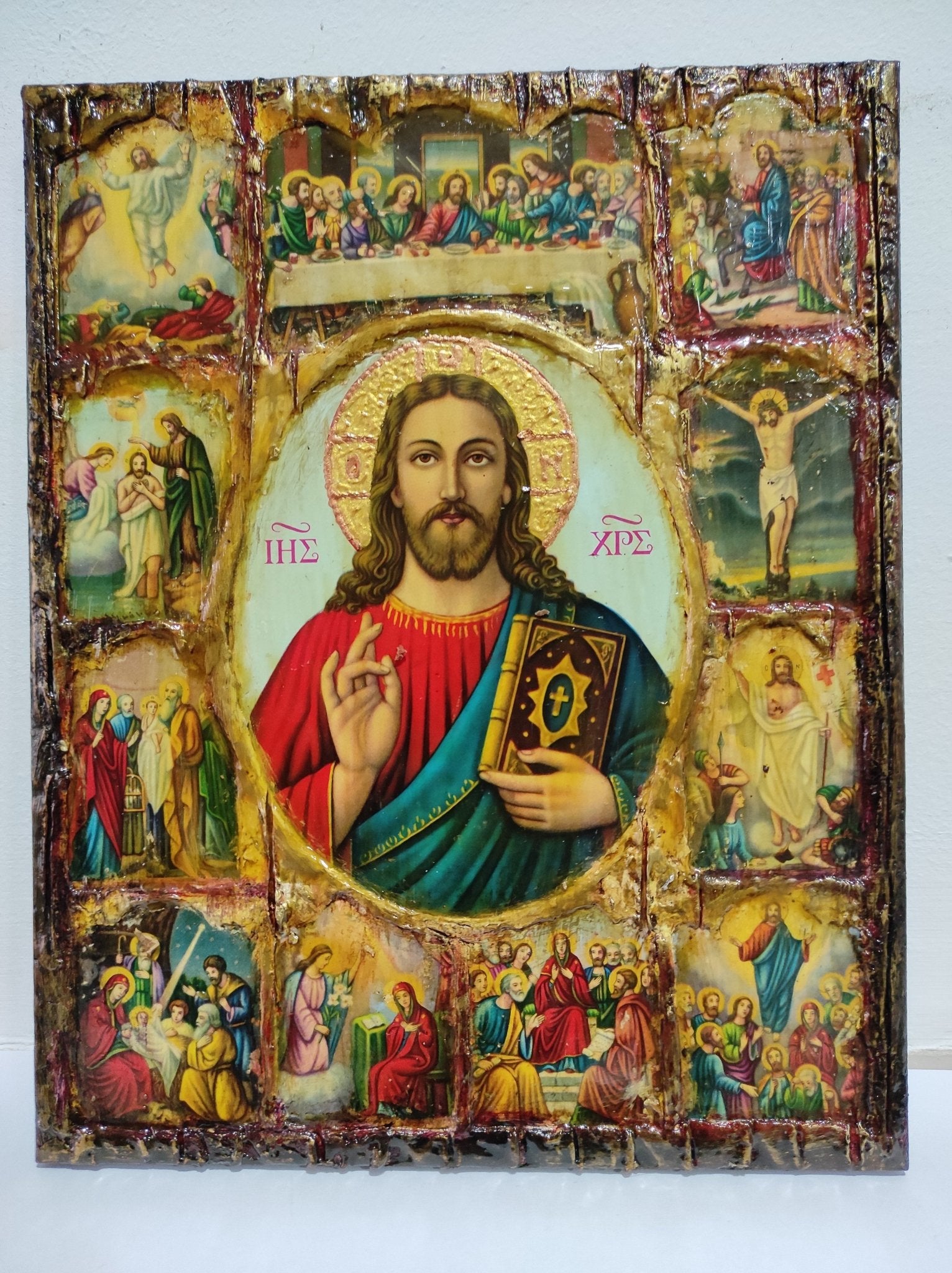 The Life of Jesus Christ Icon- Greek Russian Orthodox Russian Icons - Vanas Collection