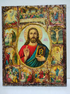 The Life of Jesus Christ Icon- Greek Russian Orthodox Russian Icons - Vanas Collection