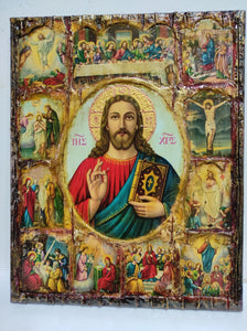 The Life of Jesus Christ Icon- Greek Russian Orthodox Russian Icons - Vanas Collection
