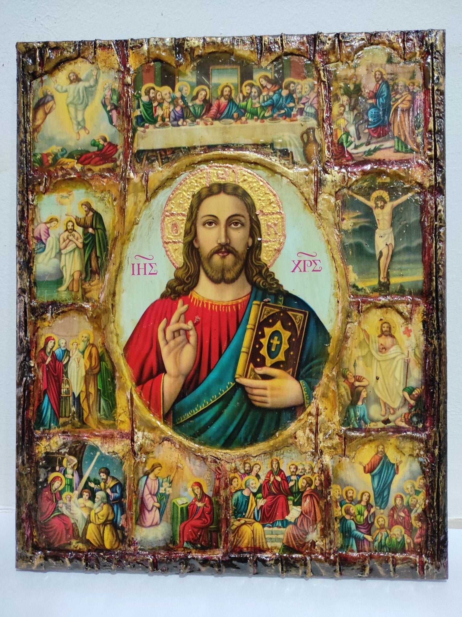 The Life of Jesus Christ Icon- Greek Russian Orthodox Russian Icons - Vanas Collection