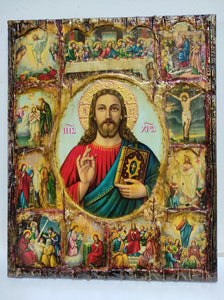 The Life of Jesus Christ Icon- Greek Russian Orthodox Russian Icons - Vanas Collection