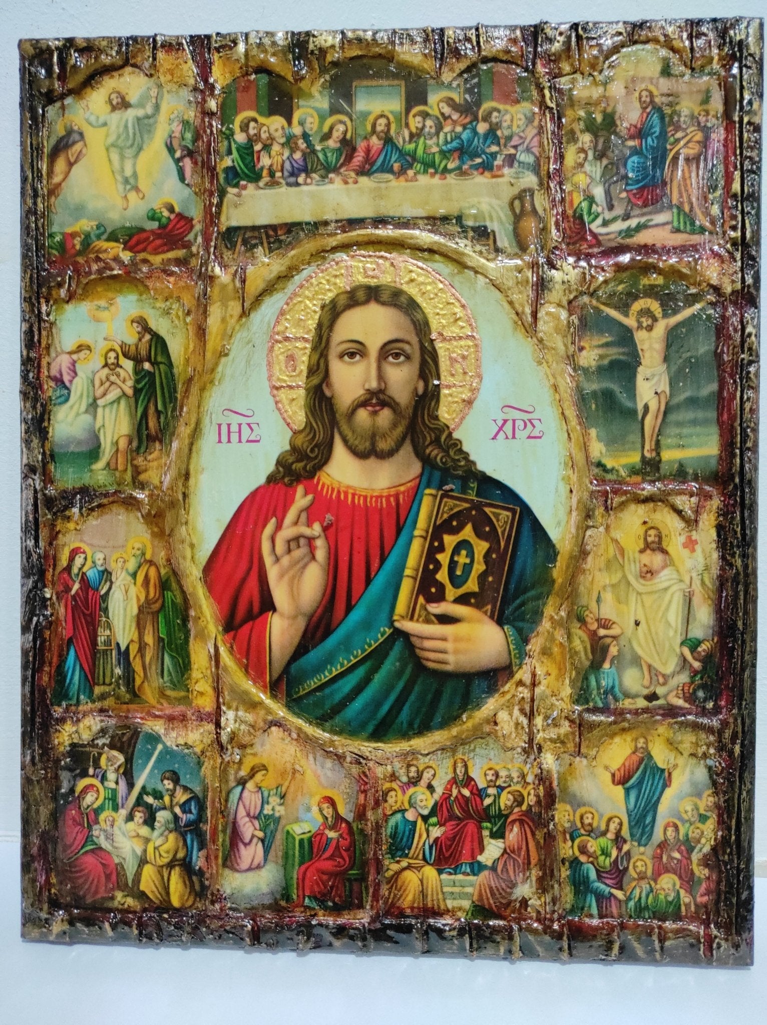 The Life of Jesus Christ Icon- Greek Russian Orthodox Russian Icons - Vanas Collection