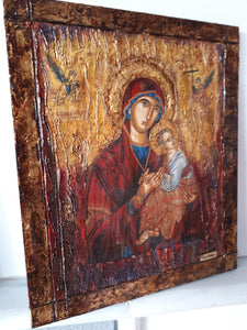 Virgin Mary "Amolyntos" with Jesus Christ Icon - Greek Orthodox Byzantine Icon - Vanas Collection