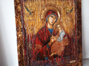 Virgin Mary "Amolyntos" with Jesus Christ Icon - Greek Orthodox Byzantine Icon - Vanas Collection
