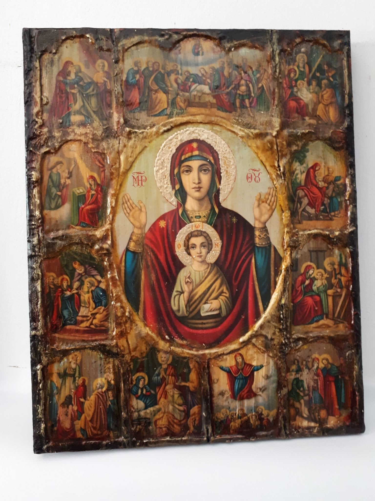 Virgin Mary and Jesus Christ the Life Icon- Greek Orthodox Russian Icons - Vanas Collection