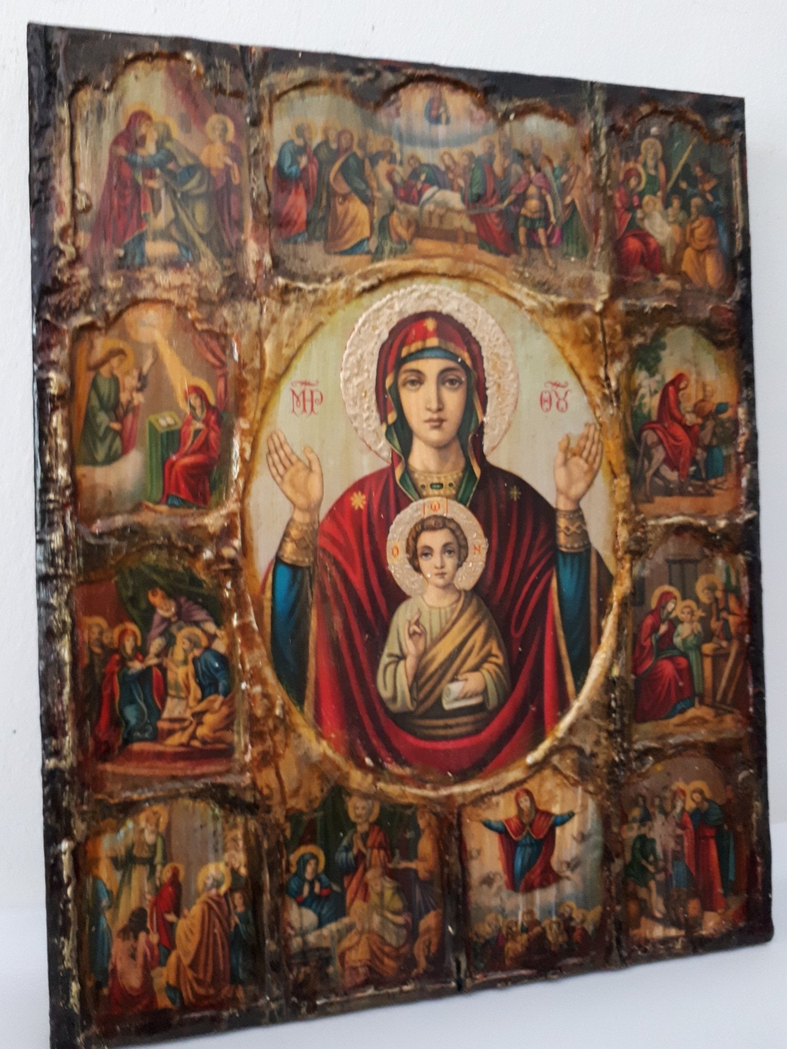 Virgin Mary and Jesus Christ the Life Icon- Greek Orthodox Russian Icons - Vanas Collection