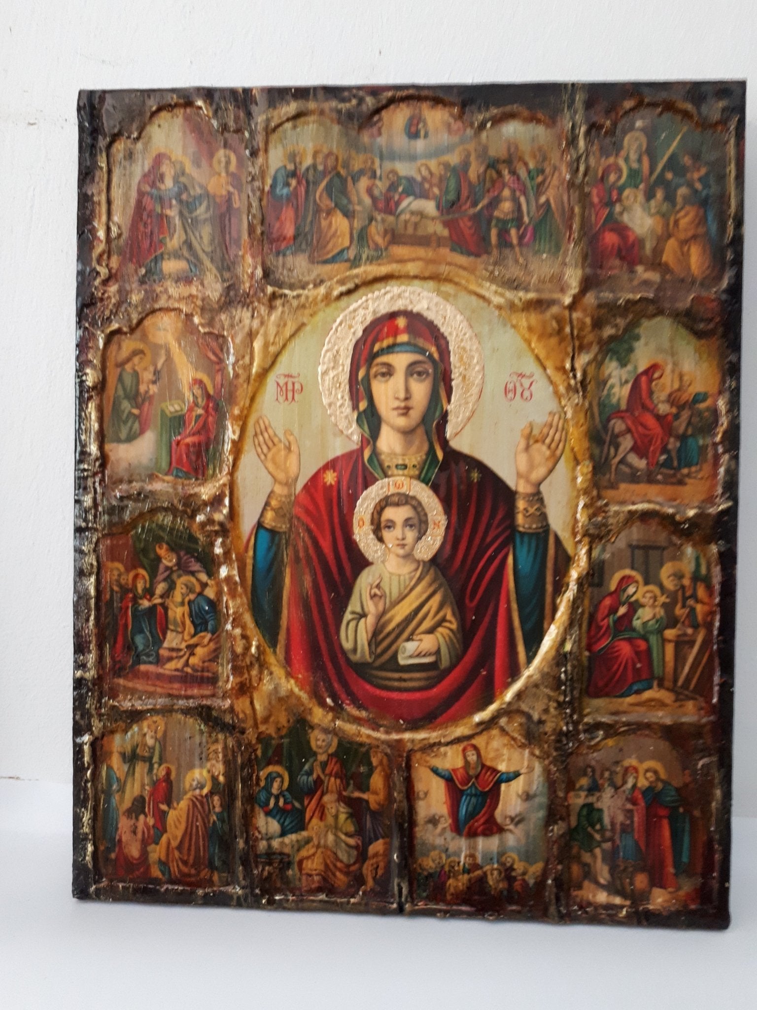 Virgin Mary and Jesus Christ the Life Icon- Greek Orthodox Russian Icons - Vanas Collection