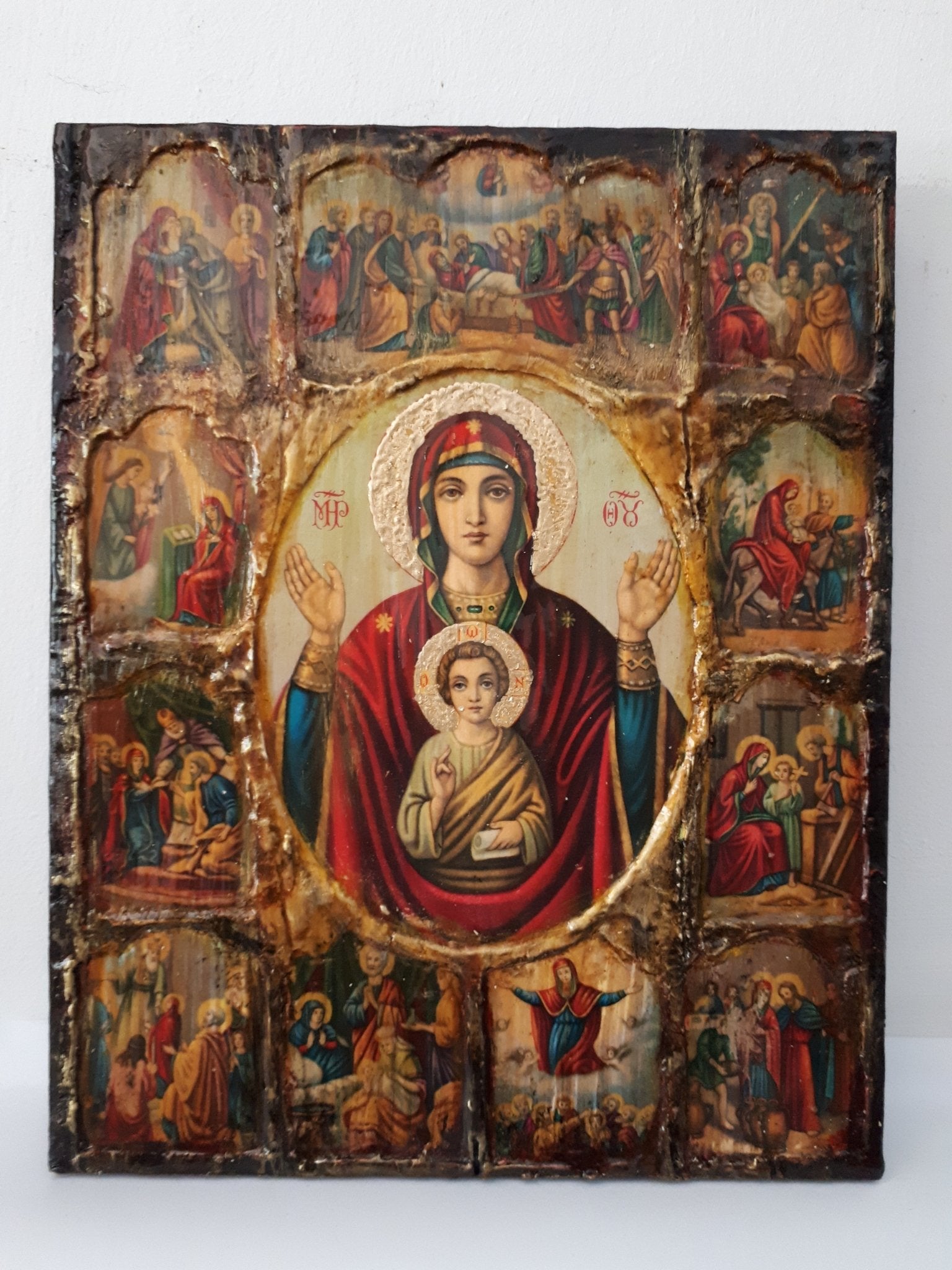 Virgin Mary and Jesus Christ the Life Icon- Greek Orthodox Russian Icons - Vanas Collection