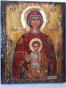 Virgin Mary Eleftherotria Holy Icon -Greek Byzantine Antique Style Icons - Vanas Collection