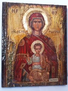 Virgin Mary Eleftherotria Holy Icon -Greek Byzantine Antique Style Icons - Vanas Collection