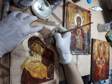 Load image into Gallery viewer, Virgin Mary Eleousa Jesus Christ Icon - Handmade Greek Orthodox Byzantine Icon - Vanas Collection