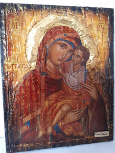 Virgin Mary Giatrissa with Jesus Christ icon- Greek Orthodox Byzantine Handmade Icons - Vanas Collection