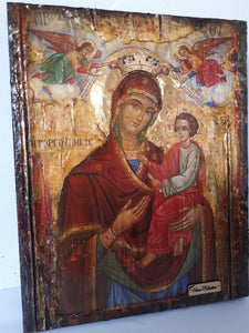 Virgin Mary Gorgoepikoos -Orthodox Icon Russian Byzantine Icons Antique Style - Vanas Collection