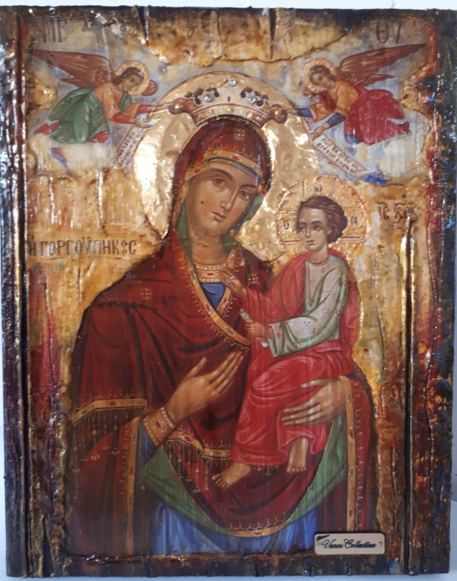 Virgin Mary Gorgoepikoos -Orthodox Icon Russian Byzantine Icons Antique Style - Vanas Collection