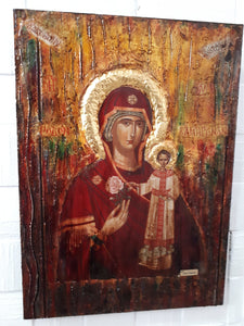 Virgin Mary Maria RODON with Jesus Christ Orthodox Antique Style Icon - Vanas Collection